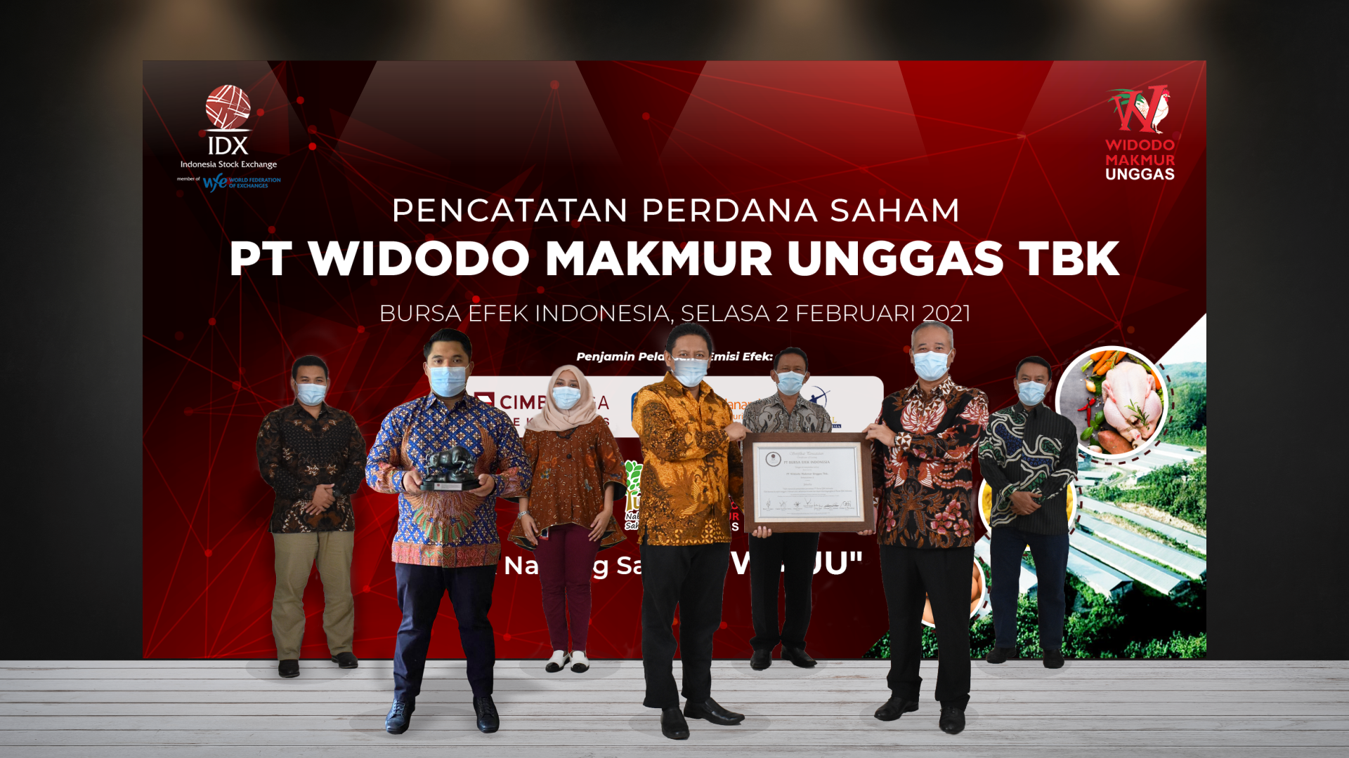 Listing Perdana Saham Widodo Makmur Unggas (WMUU) Naik 30 Persen