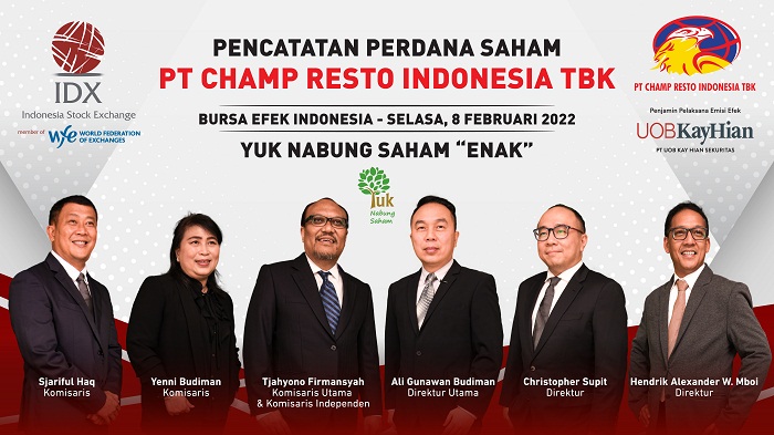 Terealisasi Rp115,15 M, Champ Resto (ENAK) Masih Pegang Dana Sisa IPO Rp24,47 M