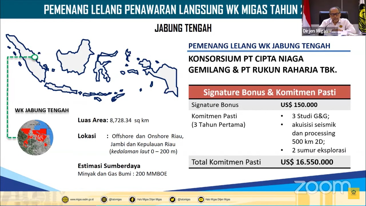 Ini Dia Pemenang Lelang Penawaran Langsung Wilayah Kerja Jabung Tengah dan Paus