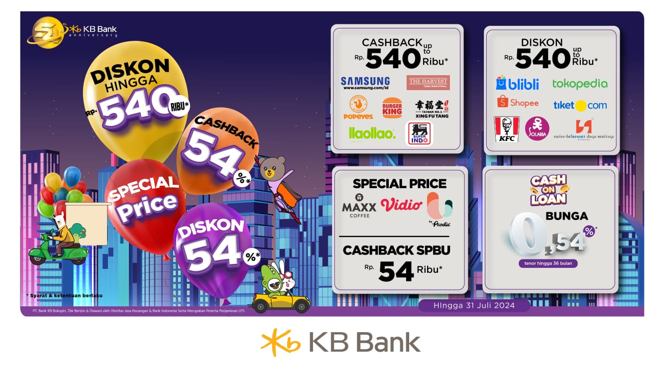 HUT Ke-54, KB Bank Berbagi Kebahagiaan dengan Tebar Diskon 45 Persen