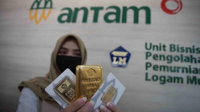 Emas Aneka Tambang (Antam) Harga Emas Antam Hari ini Turun Rp4.000 per Gram