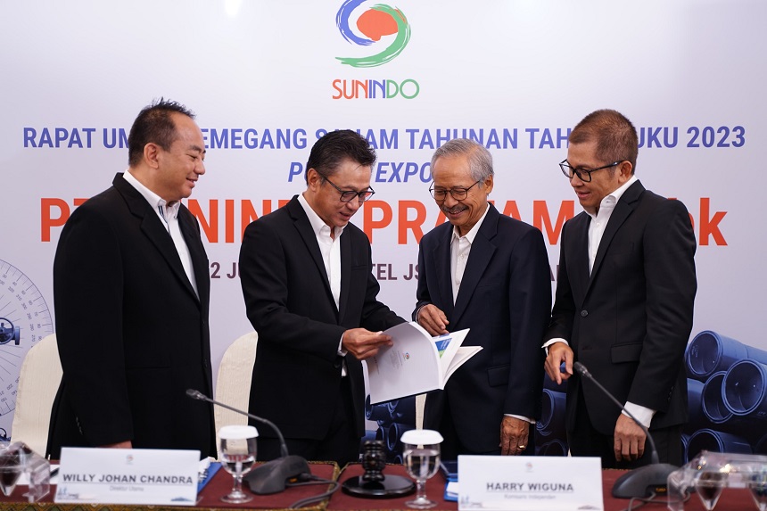 Manajemen Sunindo Pratama usai melakukan Public Expose. FOTO - ISTIMEWA Direktur SUNI Borong Saham Saat Turun, Ada Apa?