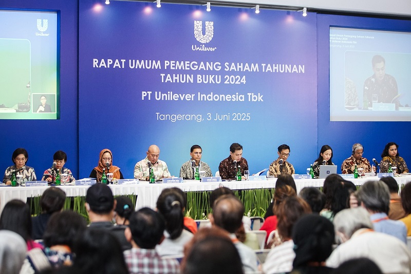 Manajemen UNVR ketika menggelar RUPST. Unilever (UNVR) Sepakat Bagikan Dividen 99,7 Persen Laba 2024