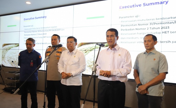 Menteri Pertanian (Mentan) Andi Amran Sulaiman dalam konferensi persnya di Kantor Pusat Kementerian Pertanian, Kamis (26/6/2025) Investigasi Kementan: Mayoritas Beras di Pasaran Tak Sesuai Standar