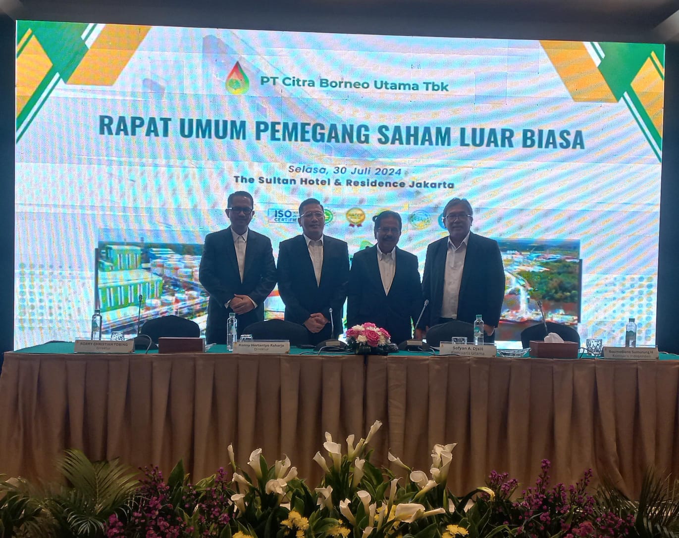 Jajaran Direksi dan Komisaris PT Citra Borneo Utama Tbk. (CBUT). CBUT Endapkan Sisa Dana IPO di Tiga Bank BUMN Rp37,17M