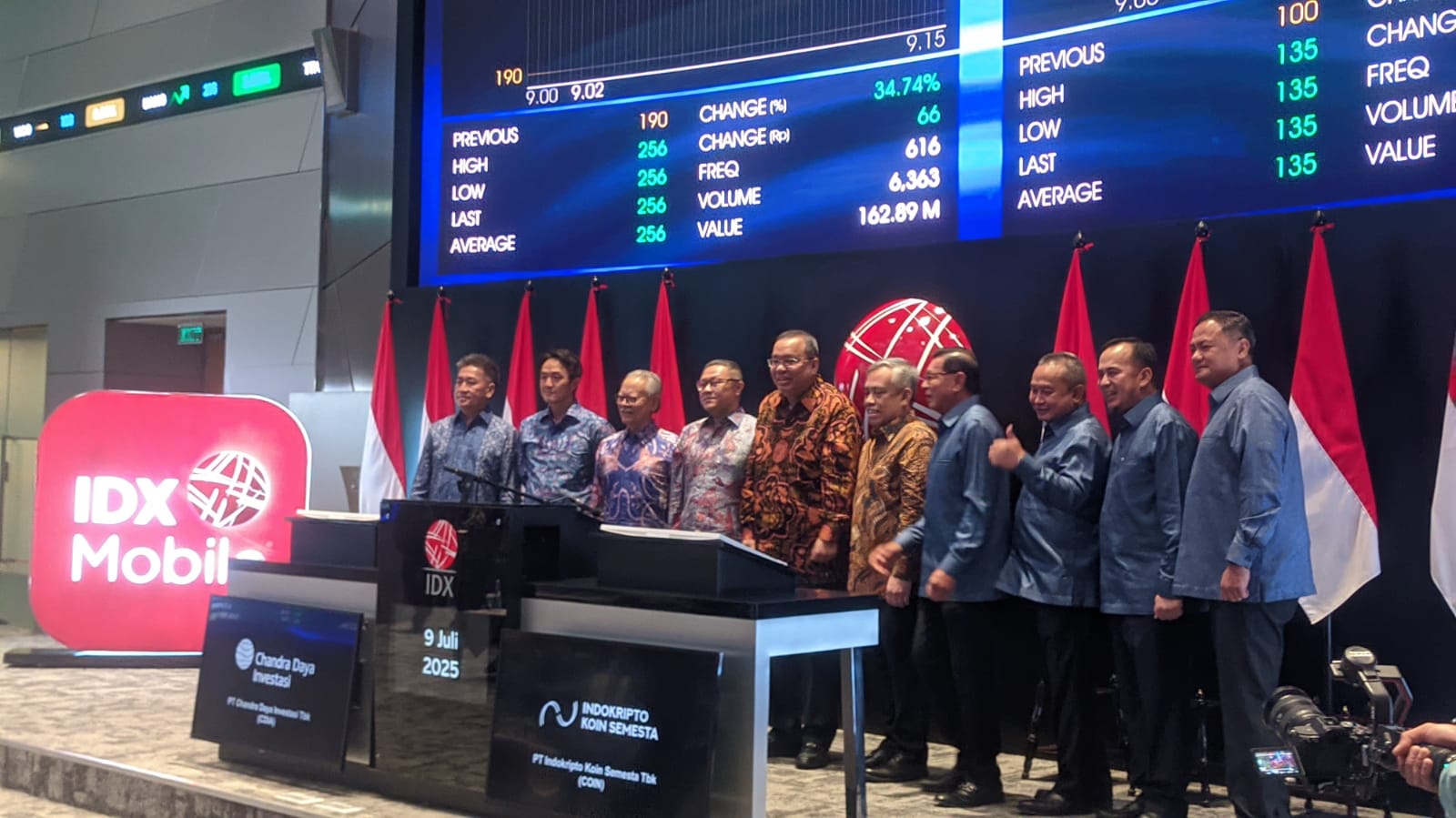 Manajemen CDIA dan COIN ketika mencatatkan sahamnya di BEI. (Foto: Ahkmad Jiharka). BEI Buka Gembok CDIA dan COIN, Lanjutkan ARA?