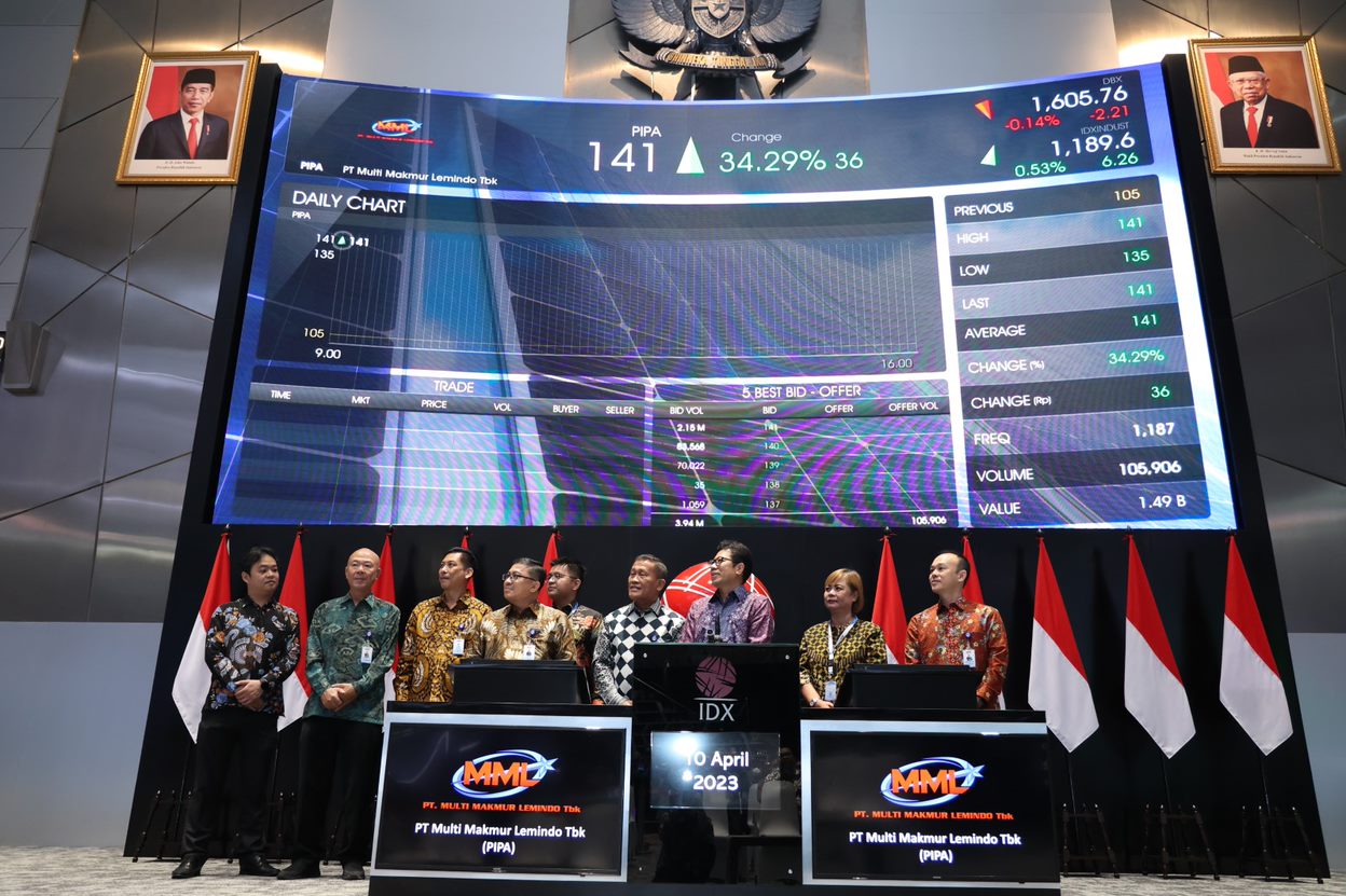 PT Multi Makmur Lemindo Tbk (PIPA) saat pencatatan perdana saham di bursa efek indonesia. DOK/ISTIMEWA Multi Makmur Lemindo (PIPA) Sukses Ubah Rugi Jadi Laba di Q2-20205