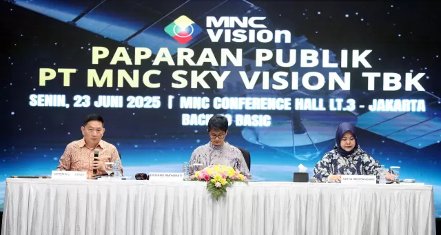 Pengurus MNC Sky Vision kala memaparkan kondisi terkini perusahaan kepada media. FOTO - ISTIMEWA Boncos! Emiten Hary Tanoe (MSKY) Semester I-2025 Defisit Rp3 Triliun