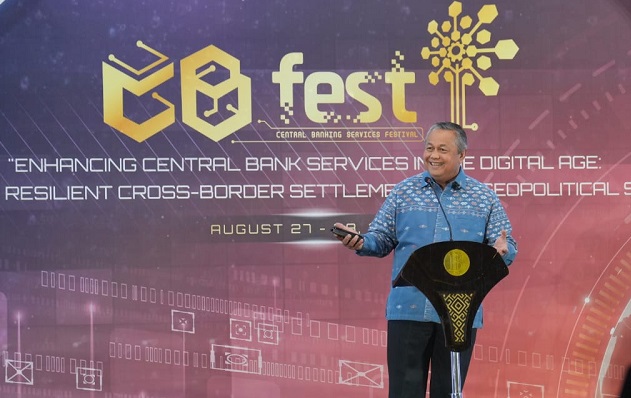 Gubernur BI, Perry Warjiyo, pada pembukaan Central Banking Services Festival (CB Fest) 2025 di Jakarta (27/8).(Foto: Bank Indonesia) Digitalisasi dan Integrasi Sistem Pembayaran Jadi Prioritas BI