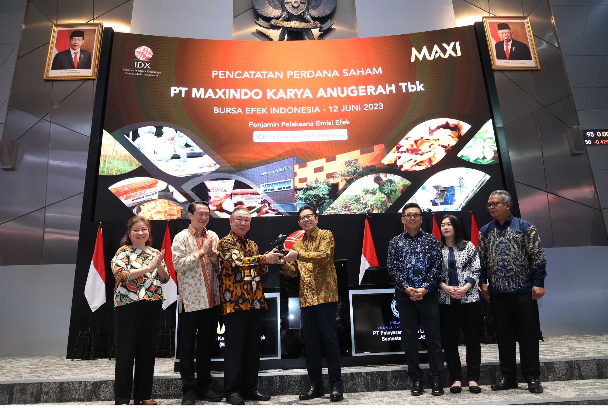 Potret Manajemen perseroan MAXI pada saat pencatatan perdana saham. FOTO - ISTIMEWA. Bos MAXI Investasi Perdana 46,4 Juta Saham Harga Pasar