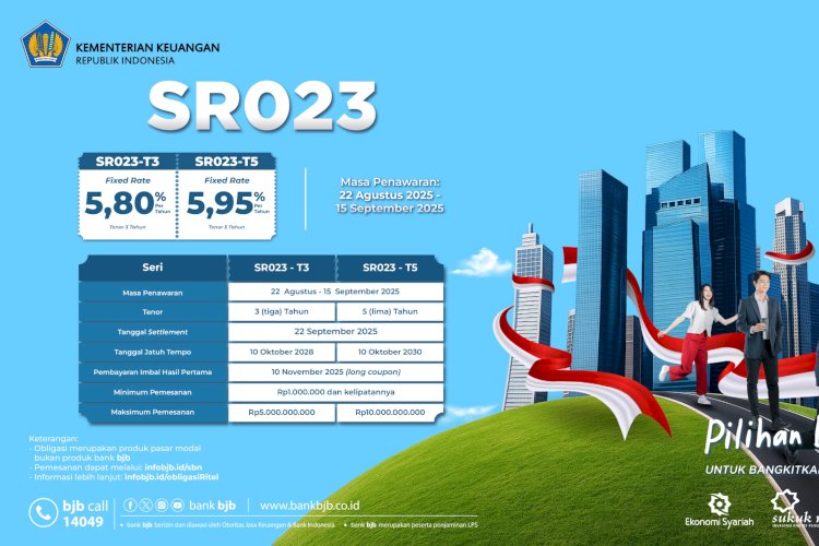 Hasil Penjualan Sukuk Ritel Seri SR023 Sebesar Rp18,72 Triliun