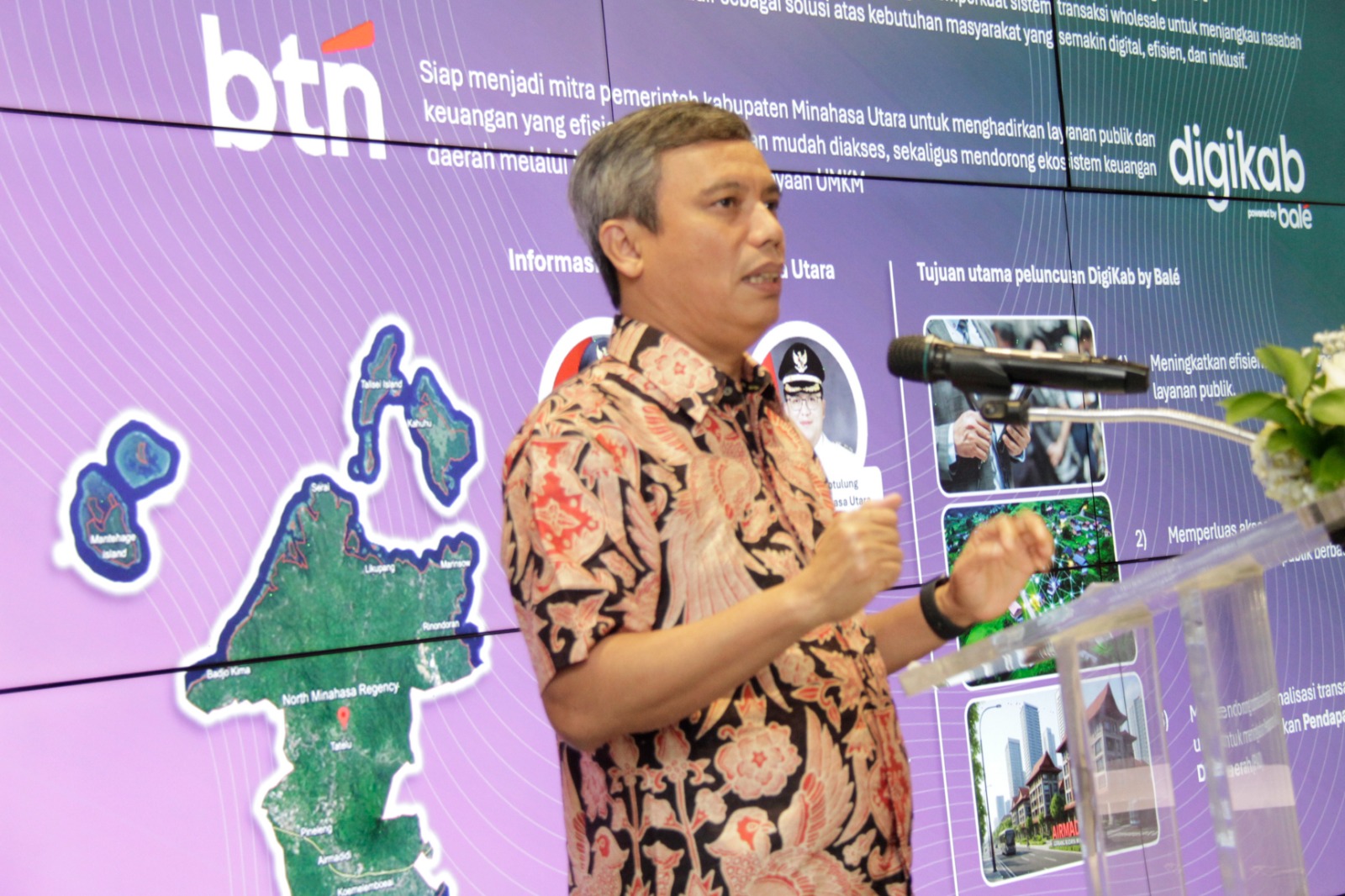CEO BTN Nexon Napitupulu dalam peluncuran DigiKab Powered by Bale bersama Pemkab Minahasa Utara. FOTO - ISTIMEWA Sodorkan DigiKab Powered by Bale, BTN Gandeng Pemkab Minahasa Utara