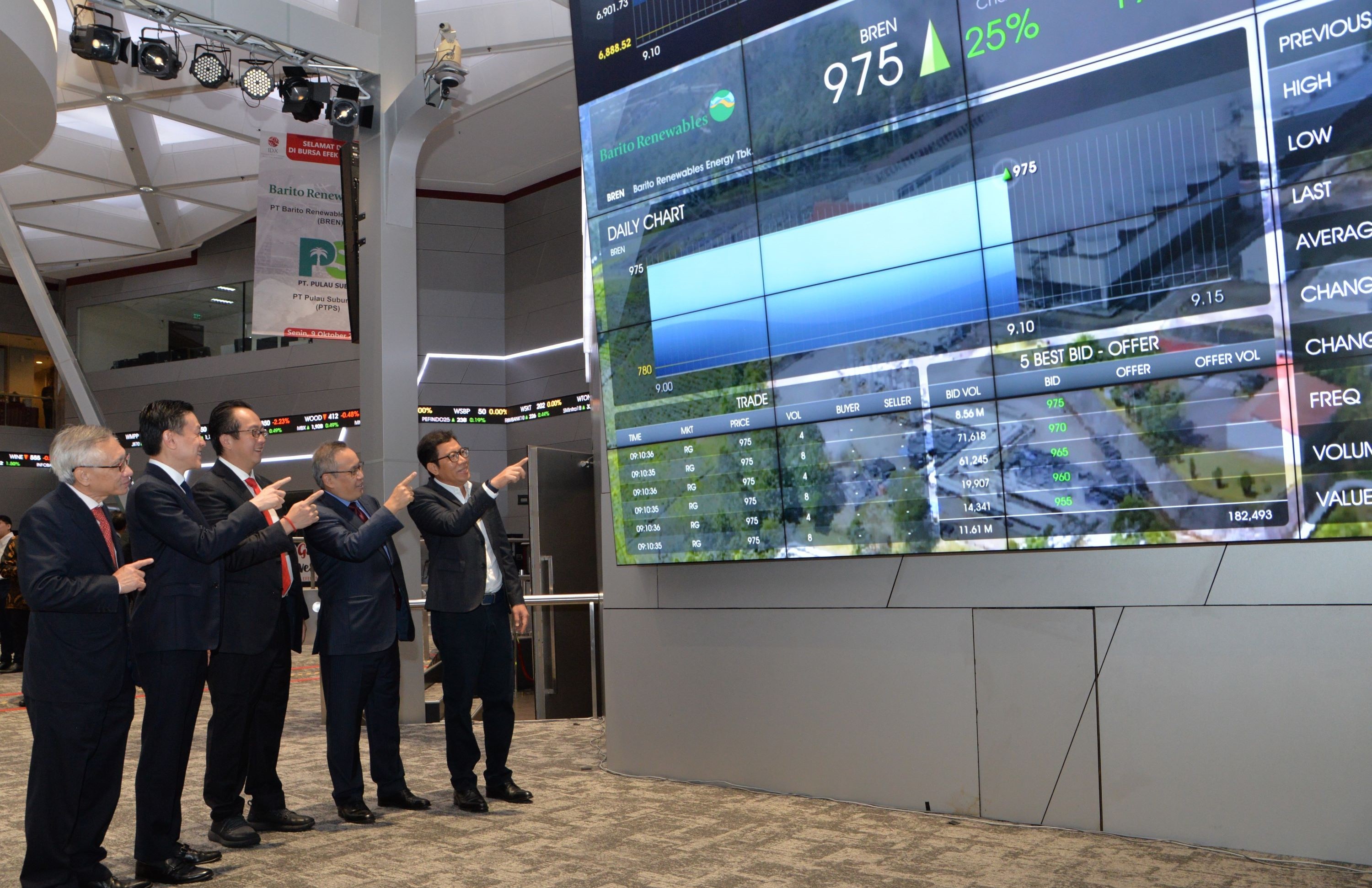 Pengurus Barito Energy menilik dari dekat pergerakan perdana saham perseroan. FOTO - ISTIMEWA Harga Miring! Green Era Lego 481,22 Juta Saham BREN