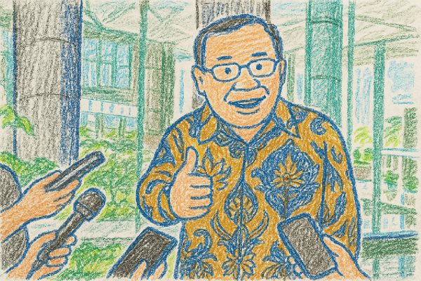 Direktur Utama BEI saat diwawancarai di halaman gedung IDX Stock Exchange. Bos BEI Ungkap Kaji Buka Sesi 3 Perdagangan Saham