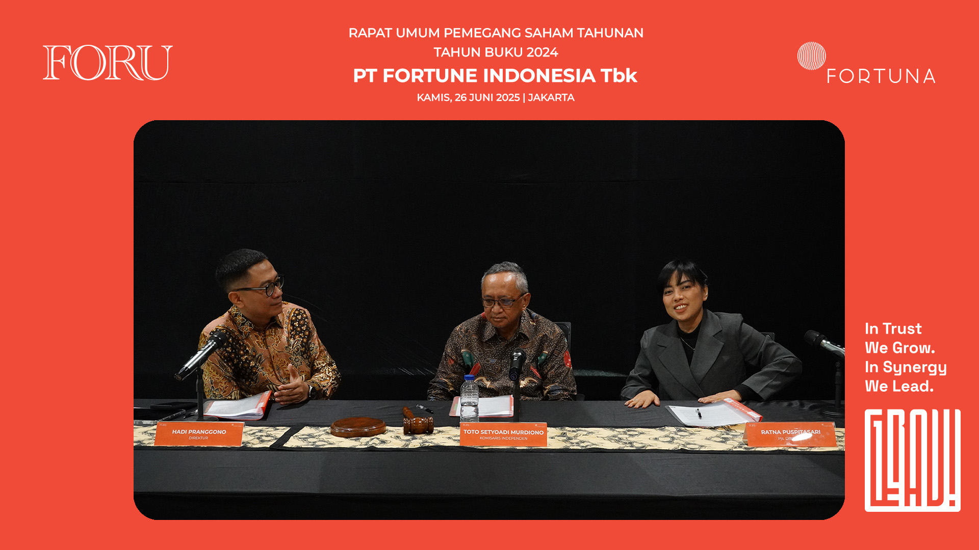 Pengurus Fortune Indonesia usai RUPS perseroan. FOTO - ISTIMEWA FORU Meretas Jalan Baru Menuju Pertumbuhan Berkelanjutan Era Digital