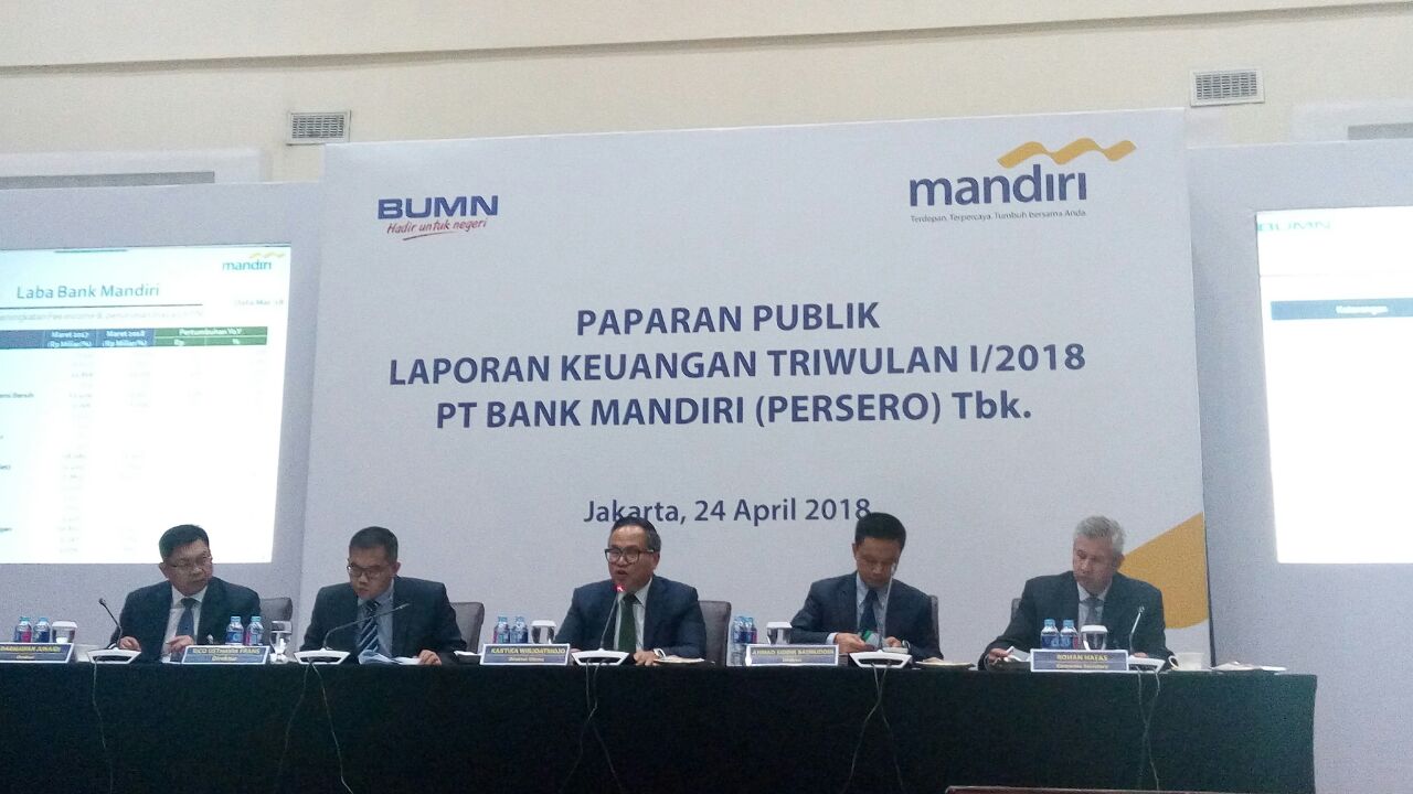 Laba Bank Mandiri Triwulan I 2018 Tumbuh 43,7 Persen Menjadi Rp5,9 Triliun