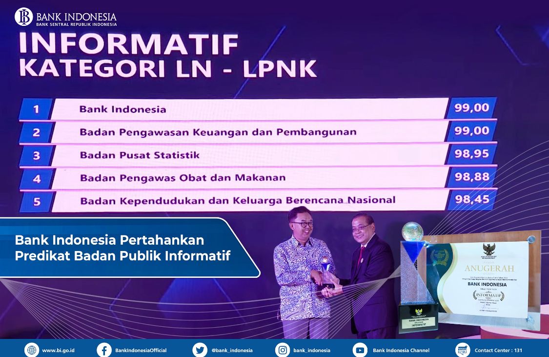 Bank Indonesia Pertahankan Predikat Sebagai Badan Publik Informatif