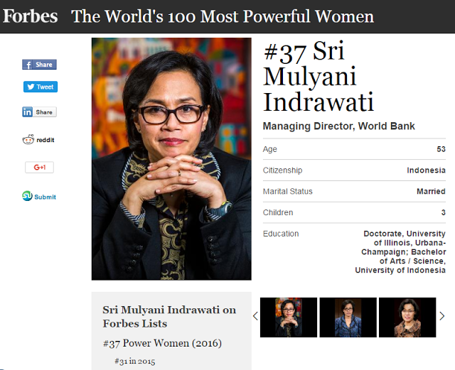 Menkeu Sri Mulyani  Masuk Daftar Forbes 50 Over 50: Asia 2023